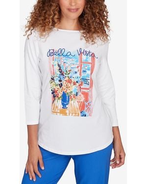 Ruby Rd. Petite Bella Vista Embellished Knit Top - White