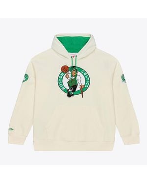 Mitchell & Ness Boston Celtics Hardwood Classics Chainstitch Premium Fleece Hoodie - White