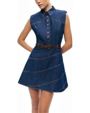 Nocturne Belted Denim Mini Dress - Blue