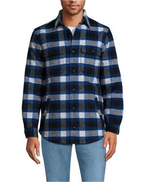 Lands' End Super Brushed Shirt Jacket - Blue