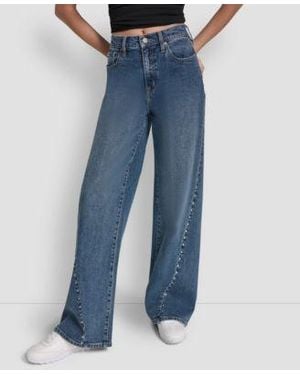 DKNY High Rise Modern Wide Leg Jeans - Blue