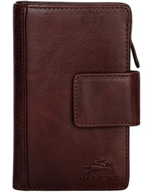 Mancini Pelle D'oro Rfid Secure Snap Trifold Wallet - Purple