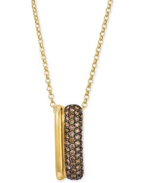 Le Vian Chocolate Diamond & Polished Double Curved Bar 20" Pendant Necklace (5/8 Ct. T.w. - Metallic