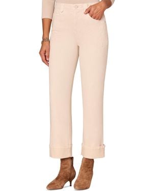 Democracy Petite "ab"solution Embroidered High-rise Round Up Boyfriend Jeans - Natural