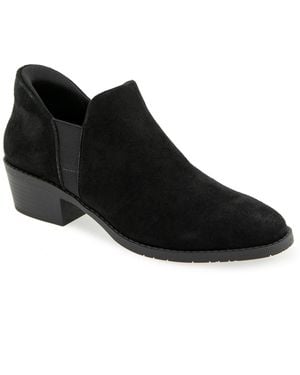 Kenneth Cole Stella Suede Block Heel Slip-on Ankle Booties - Black