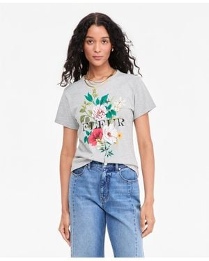 On 34th Fleur Beaded Graphic Crewneck T-shirt - White
