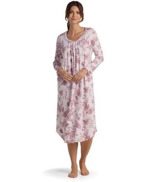 Miss Elaine Long Sleeve Sleepwear Gown - Pink