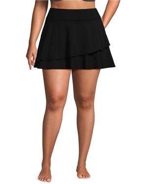 Lands' End Plus Size High Waisted Tulip Hem Swim Skort - Black