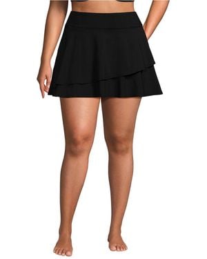 Lands' End Plus Size High Waisted Tulip Hem Swim Skort - Black