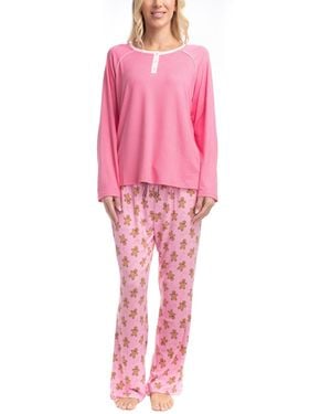 GOODNIGHT KISS Cherry Merry Henley Pj Set - Pink