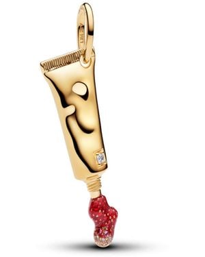 PANDORA Cubic Zirconia 14k -plated The Tube Of Beauty Charm Dangle - White