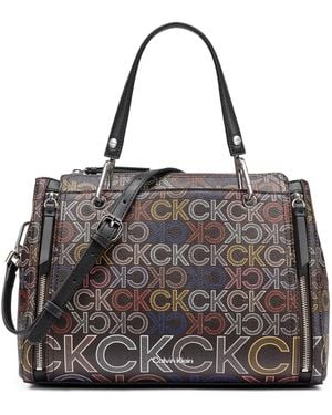 Calvin Klein Garnet Zipper Medium Satchel Handbag - Black