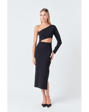 Endless Rose Knit One Shoulder Midi Dress - Blue