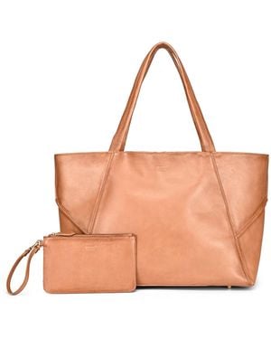 Old Trend Wishbone Extra-large Leather Carryall Tote Handbag - Brown