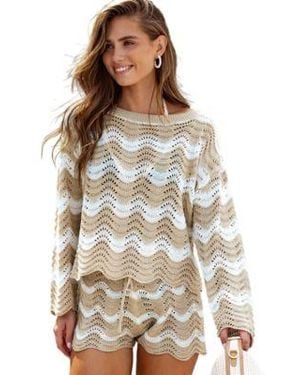 CUPSHE Castaway Cutie Striped Two Piece Cover Up Set - Gray
