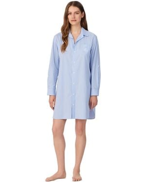 Ralph Lauren Long-sleeve Roll-tab His Shirt Sleepshirt - Blue