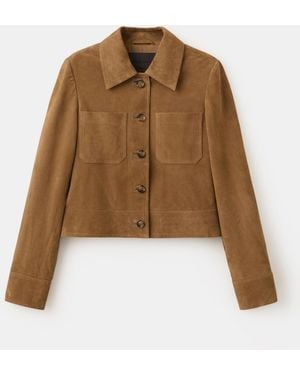 Mango Buttons Suede Jacket - Brown