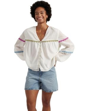 Chinti & Parker Cotton Rainbow Scallop Blouse - White