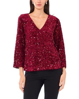 Msk Velvet V-neck Top - Red