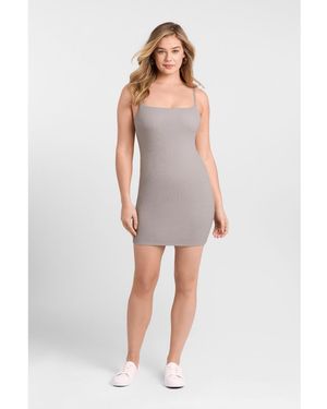 S3 Apparel Scoop Neck Ribbed Sculpting Cami Mini Dress - White