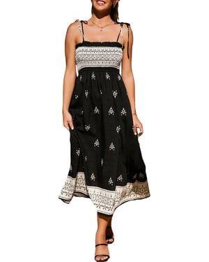 CUPSHE Smocked Strapeless Beach Dress - Black