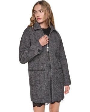 DKNY Boucle And Speckled Tailored Coat - Gray