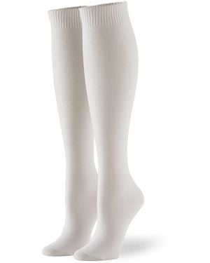 Hue Flat Knit Knee High Socks 3 Pair Pack - White
