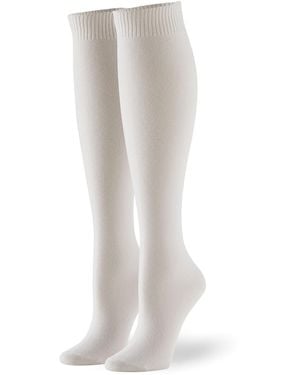 Hue Flat Knit Knee High Socks 3 Pair Pack - White