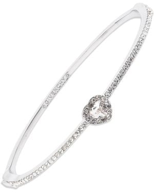 Givenchy Glass Stone Gold-tone Or Silver-tone Heart Bangle Bracelet - White