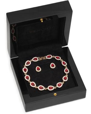 Givenchy Gold-tone Crystal Siam Pear Stone Stud Earring And Bracelet Set - Multicolor