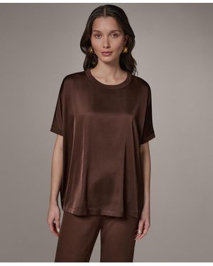 Donna Karan Weekend Crewneck Boxy Blouse - Brown