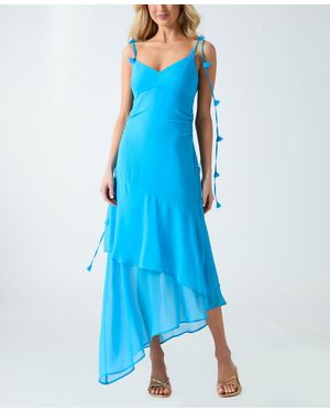 Guess Stefani Sleeveless Asymmetric Flowy Dress - Blue