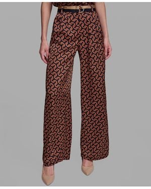 KARL LAGERFELD Polka-dot Satin Straight-leg Pants - Brown