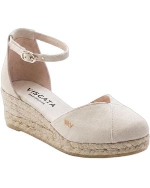 VISCATA Formiga Canvas Espadrille Wedges - White