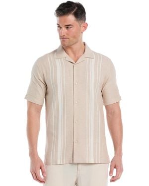 Cubavera Yarndye Panels Dobby Short Sleeve Button Down Shirt - White