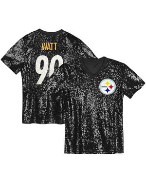 Outerstuff Big Girls T.j. Watt Pittsburgh Steelers Sequin V-neck Fashion Jersey - Black