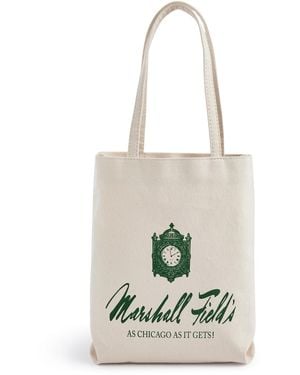 Macy's Dani Accessories Marshall Field's Logo Canvas Tote Bag - White