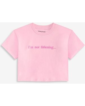 With Jules Big Girls Not Listening Graphic Cotton T-shirt - Pink