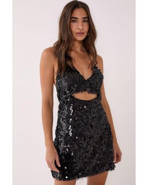 black strappy backless dress Strappy Cutout Sexy Dress