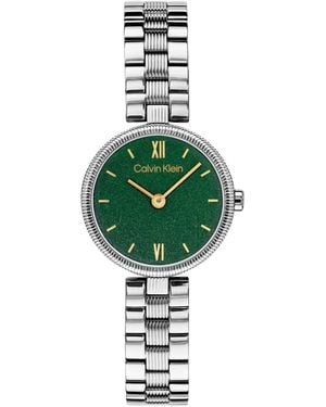 Calvin Klein Gleam Silver-tone Stainless Steel Bracelet Watch 24mm - Green