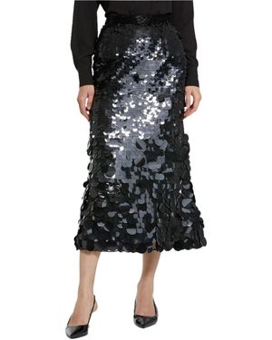 Mac Duggal Paillette Sequin Midi Skirt - Black