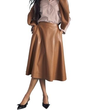 UNIVERSAL STANDARD Plus Size Plus Charlotte Leather Skirt - Brown
