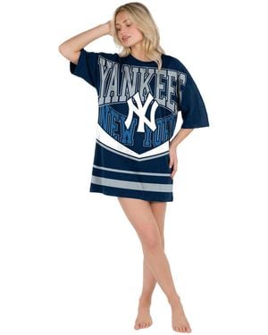 Concepts Sport New York Yankees Mosaic Knit Short-sleeve Nightdress - Blue