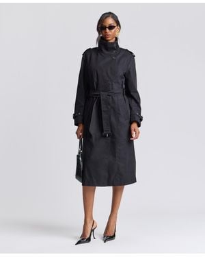 Avec Les Filles Funnel Neck Slouchy Trench - Blue