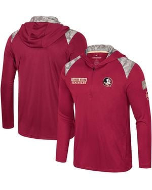 Colosseum Athletics Florida State Seminoles Oht Military Appreciation Quarter-zip Hoodie Jacket - Red