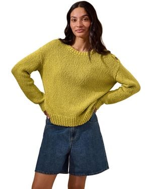 Celtic & Co. Slub Knit Button Detail Sweater - Yellow