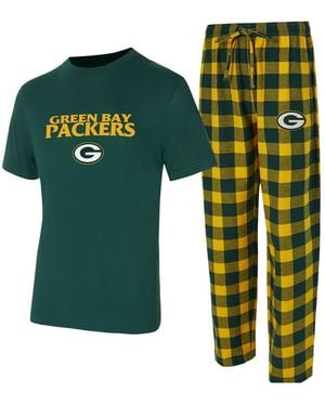 Concepts Sport 2-piece Green/gold Green Bay Packers Avondale T-shirt And Flannel Pants Set