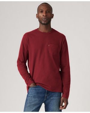 Levi's Long Sleeve Crewneck Pocket T-shirt - Red