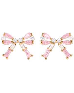Girls Crew Crystal Plated Chasse Bow Studs - Pink
