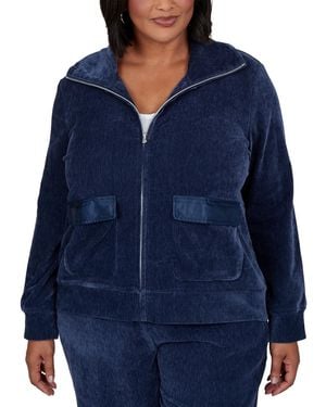 Ruby Rd. Plus Size Velveteen Corduroy Long-sleeve Collared Jacket - Blue